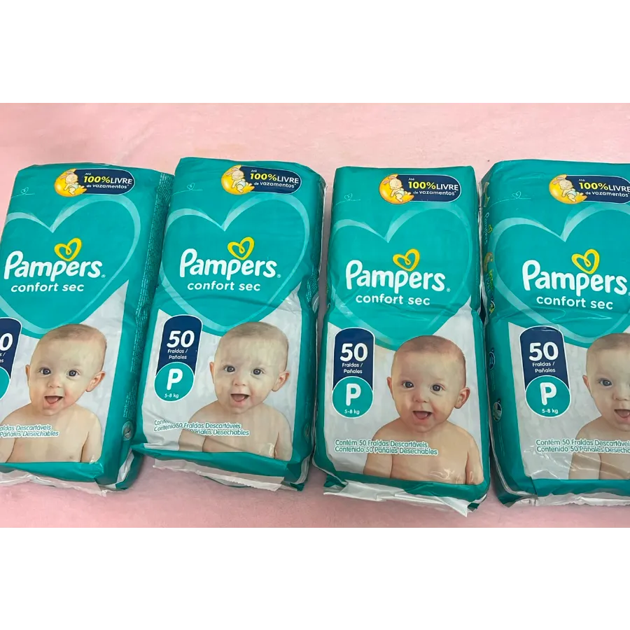 4 PACOTES FRALDA PAMPERS CONFORT SEC 50 UNIDADES CADA