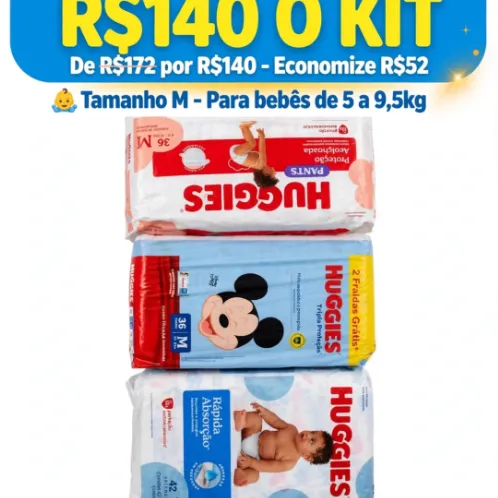 Huggies tamanho M - 3 pacotes novos