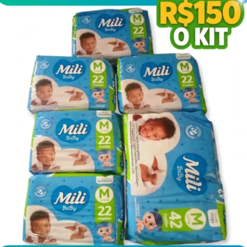 Fraldas mili tamanho M, novo