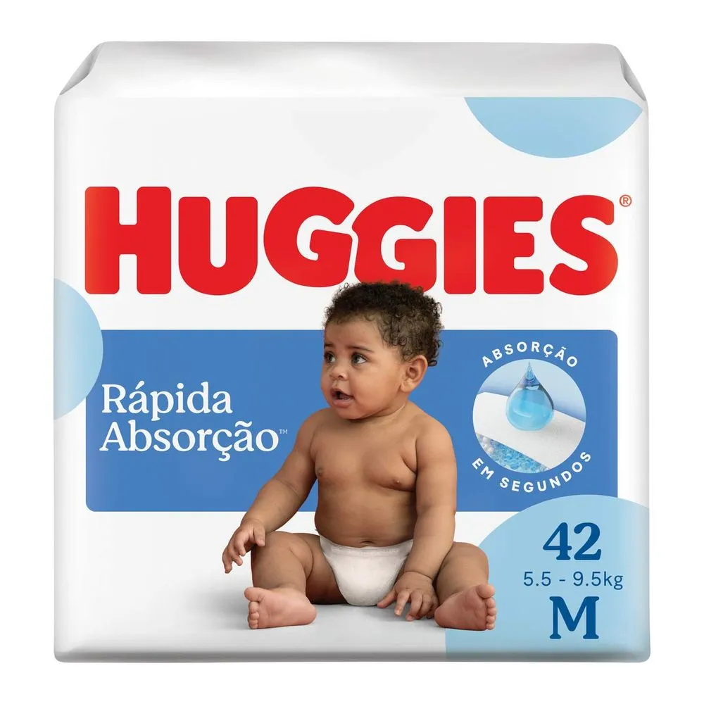 Huggies Rápida Absorção M - 42 unid